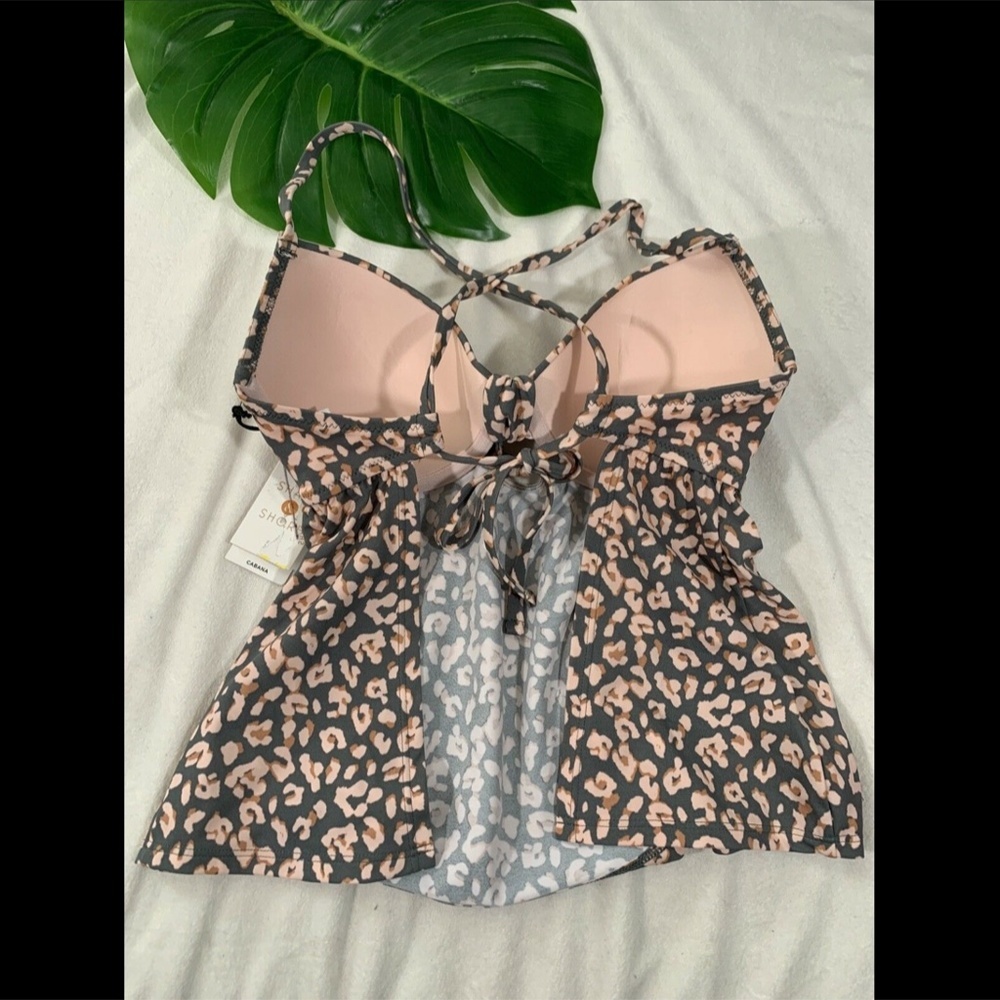 NWT $40 Shade & Shore Cabana‎ Light Lift Tie Front Tankini Top [SZ 32D ] - Picture 9 of 13